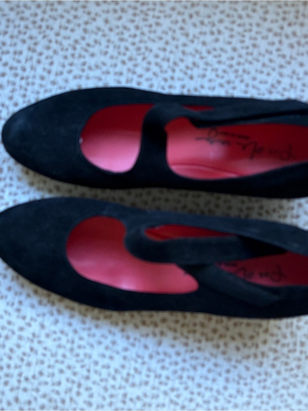 Pas de Rouge Black Suede Mary Jane Wedge